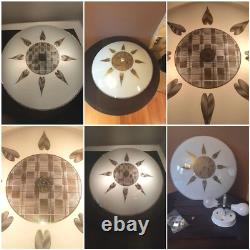 Vtg 1960's-70's MCM Retro Geometric 3D Prismatic Holograph Glass Light Fixture