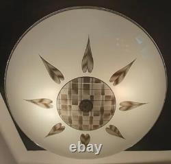 Vtg 1960's-70's MCM Retro Geometric 3D Prismatic Holograph Glass Light Fixture