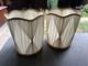 Vtg 1970's Regency Drum Lamp Shades, Pinch Pleated Cream Vinyl Withgold Trim -18