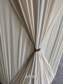 Vtg 1970's Regency Drum Lamp Shades, Pinch Pleated Cream Vinyl withGold Trim -18