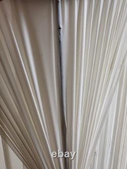 Vtg 1970's Regency Drum Lamp Shades, Pinch Pleated Cream Vinyl withGold Trim -18