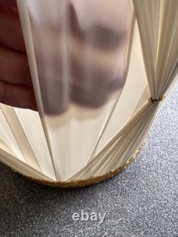 Vtg 1970's Regency Drum Lamp Shades, Pinch Pleated Cream Vinyl withGold Trim -18