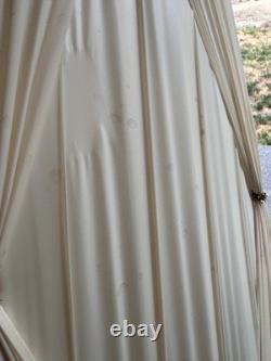 Vtg 1970's Regency Drum Lamp Shades, Pinch Pleated Cream Vinyl withGold Trim -18