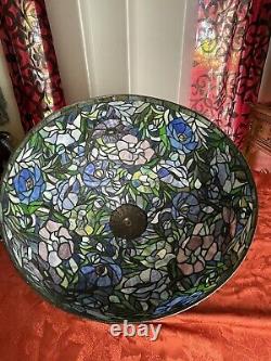 Vtg. 20 Tiffany Style Handmade Leaded Floral Stain Glass Lamp Shade 16 Depth