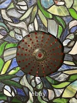 Vtg. 20 Tiffany Style Handmade Leaded Floral Stain Glass Lamp Shade 16 Depth