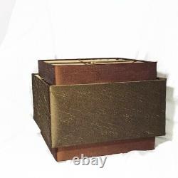 Vtg 3-Tier Lampshade Silk-Like Fabric Brown Bronze Large Rectangle/Square MCM