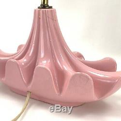 Vtg 3pc Lamp Set Pink Mid Century Retro Table Lamps Fiberglass Shades