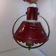 Vtg 50-60's Red Star Punch Cut Shade Milk Glass Insert Metal Attach Socket Lamp