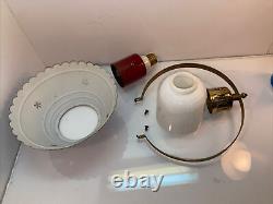 Vtg 50-60's Red Star Punch Cut Shade Milk Glass Insert Metal Attach Socket Lamp