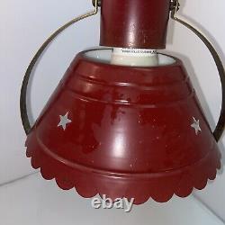 Vtg 50-60's Red Star Punch Cut Shade Milk Glass Insert Metal Attach Socket Lamp