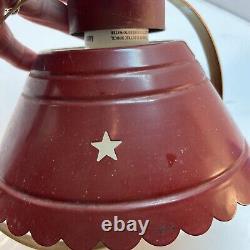 Vtg 50-60's Red Star Punch Cut Shade Milk Glass Insert Metal Attach Socket Lamp