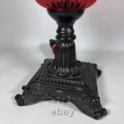 Vtg 70's Light Lamp Shade Red Metal Glass Vinyl Pair Bedroom Sexy