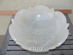 Vtg Alabaster Carved Glass Chandelier / Lamp Shade 5 x 14 (3/8 hole) VGC