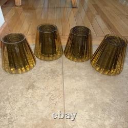 Vtg Amber Glass Replacement Lamp Light Shade With Filter MCM tension pole Sconce 4