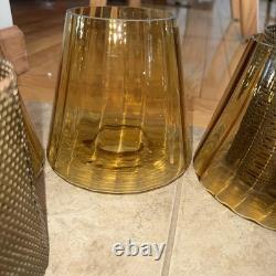 Vtg Amber Glass Replacement Lamp Light Shade With Filter MCM tension pole Sconce 4