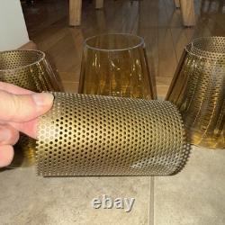 Vtg Amber Glass Replacement Lamp Light Shade With Filter MCM tension pole Sconce 4