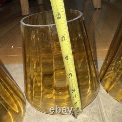 Vtg Amber Glass Replacement Lamp Light Shade With Filter MCM tension pole Sconce 4