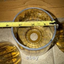 Vtg Amber Glass Replacement Lamp Light Shade With Filter MCM tension pole Sconce 4