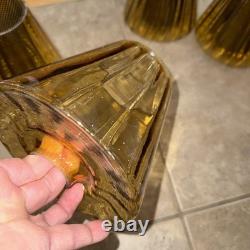 Vtg Amber Glass Replacement Lamp Light Shade With Filter MCM tension pole Sconce 4