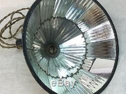 Vtg Antique Steampunk Industrial Mirrored Lamp Shade with Cord, IP Frink