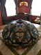 Vtg Antique Tiffany Style Stained Slag Glass Lamp Shade, 16 Inch Wide