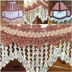 Vtg/Antique Victorian GWTW Satin Lace Beaded Lamp Shade Hanging Swag Light/Lamp