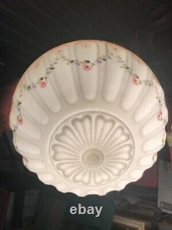 Vtg Art Deco Bows Flower Garland Frost Ceiling Light Shade ONLY Hand Paint globe