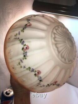 Vtg Art Deco Bows Flower Garland Frost Ceiling Light Shade ONLY Hand Paint globe