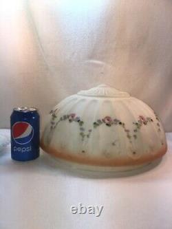 Vtg Art Deco Bows Flower Garland Frost Ceiling Light Shade ONLY Hand Paint globe