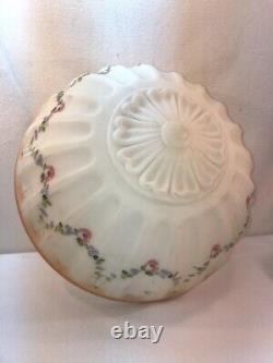 Vtg Art Deco Bows Flower Garland Frost Ceiling Light Shade ONLY Hand Paint globe