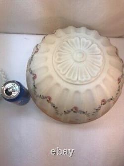 Vtg Art Deco Bows Flower Garland Frost Ceiling Light Shade ONLY Hand Paint globe