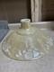 Vtg Art Deco Embossed 16 Funeral Torchiere Glass Lamp Shade Beige White Flower