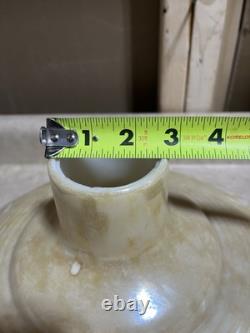 Vtg Art Deco Embossed 16 Funeral Torchiere Glass Lamp Shade Beige White Flower