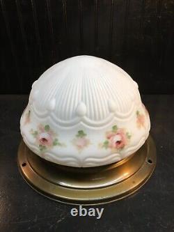 Vtg Art Deco Frost Glass Light Shade Cameo Glass Pastel Shade 12IN Ceiling Shade
