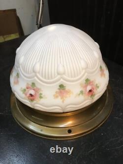 Vtg Art Deco Frost Glass Light Shade Cameo Glass Pastel Shade 12IN Ceiling Shade