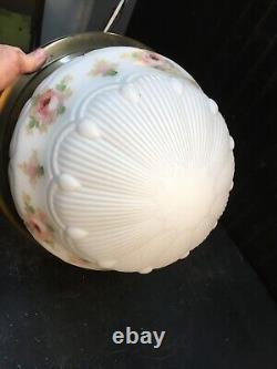 Vtg Art Deco Frost Glass Light Shade Cameo Glass Pastel Shade 12IN Ceiling Shade