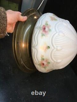 Vtg Art Deco Frost Glass Light Shade Cameo Glass Pastel Shade 12IN Ceiling Shade