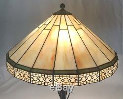 Vtg Arts & Crafts Mission Stained Slag Glass Lamp Shade Large 20 Tiffany Style