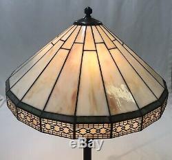 Vtg Arts & Crafts Mission Stained Slag Glass Lamp Shade Large 20 Tiffany Style