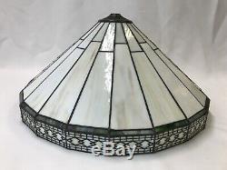 Vtg Arts & Crafts Mission Stained Slag Glass Lamp Shade Large 20 Tiffany Style