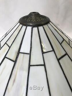 Vtg Arts & Crafts Mission Stained Slag Glass Lamp Shade Large 20 Tiffany Style