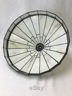 Vtg Arts & Crafts Mission Stained Slag Glass Lamp Shade Large 20 Tiffany Style