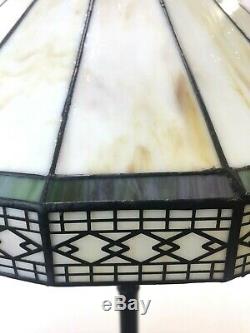 Vtg Arts & Crafts Mission Stained Slag Glass Lamp Shade Large 20 Tiffany Style