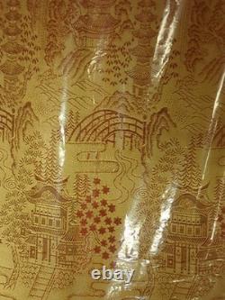 Vtg Asian Silk Lamp Shade Large Drum Lampshade Mid Century MCM Red Gold NOS