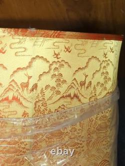 Vtg Asian Silk Lamp Shade Large Drum Lampshade Mid Century MCM Red Gold NOS