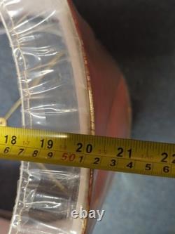 Vtg Asian Silk Lamp Shade Large Drum Lampshade Mid Century MCM Red Gold NOS