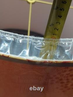 Vtg Asian Silk Lamp Shade Large Drum Lampshade Mid Century MCM Red Gold NOS