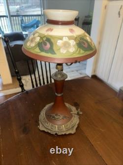 Vtg. B&H Inc. Gas Lamp Glass Floral Shades Great Cond. No Chips In Shades