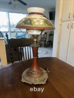 Vtg. B&H Inc. Gas Lamp Glass Floral Shades Great Cond. No Chips In Shades