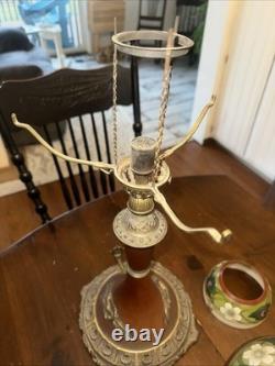 Vtg. B&H Inc. Gas Lamp Glass Floral Shades Great Cond. No Chips In Shades